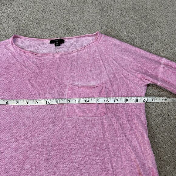 J. Crew Linen Short Women’s XS Pink Burnout Raglan Round Neck Lightweight Casual - Picture 9 of 10